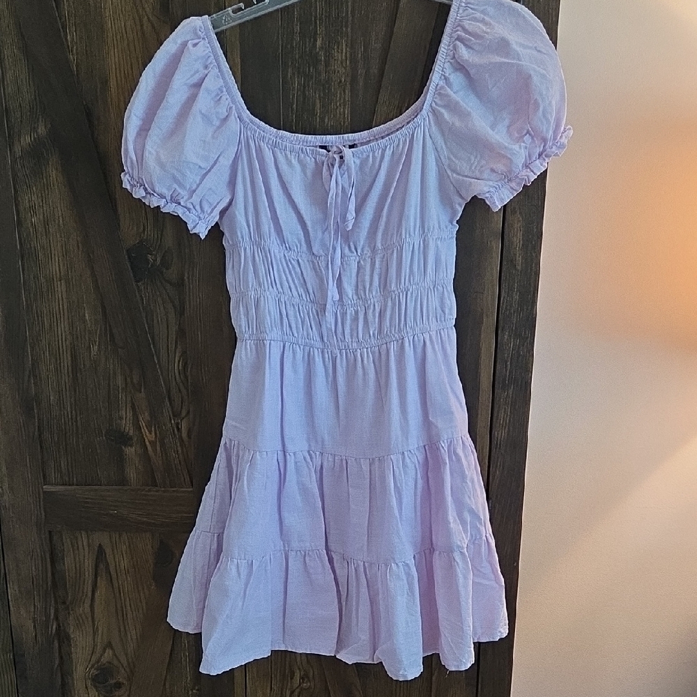 SHEIN Lilac Puff Sleeve Midi Dress